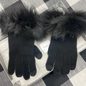 Sofia Cashmere gloves with fur cuffs